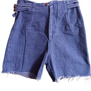 24" 24W Vintage Women's Shorts High-Waisted Denim Cutoff 1970's Boho Disco Booty
